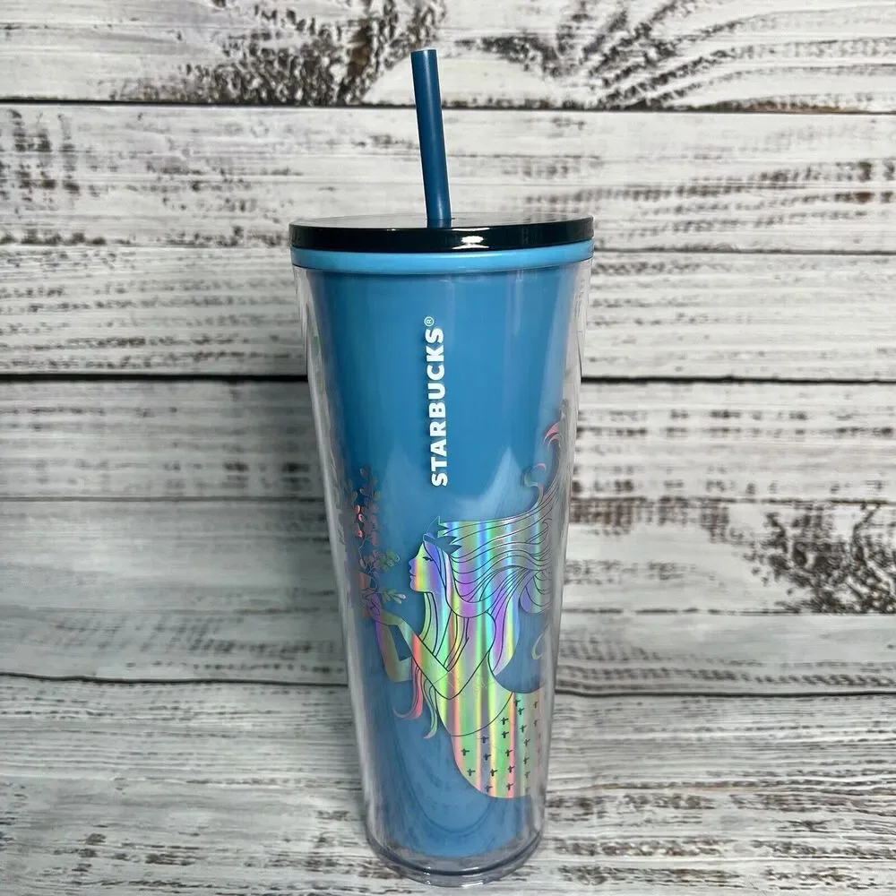 Starbucks Christmas 2021 Blue Mermaid 24oz‎ Siren Tumbler COLOR CHANGING